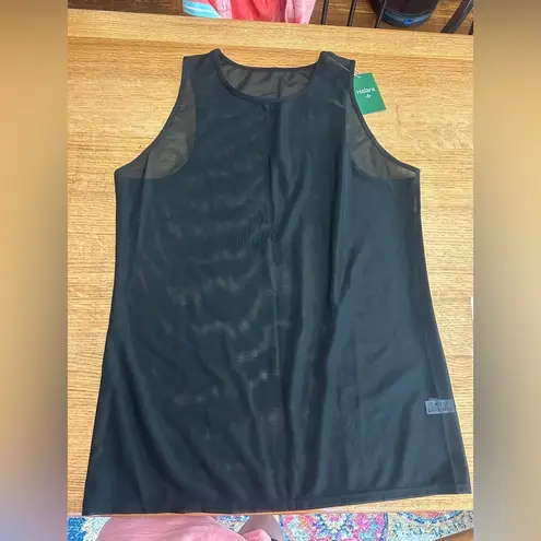 Halara NWT Sheer Round Neck Mesh Longline Running Tank Top Sz XL black