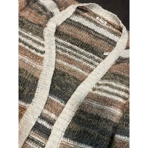 Westport Striped Knit Cardigan Sweater Cozy Earth Tones Open Front size 1X