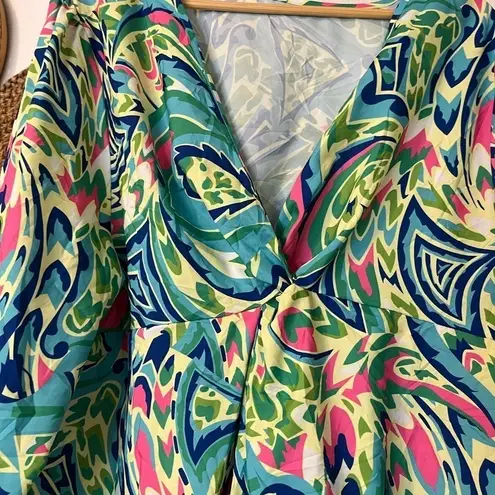 SheIn  Curve Prive Plus 4XL Lantern Sleeve Twist Summer Spring Mini Dress