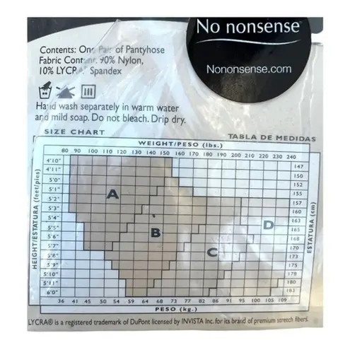 No Nonsense Almost Bare Low Rise Pantyhose Midnight Black Sheer Toe Size B