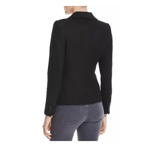 Karl Lagerfeld Paris Women Black Tweed Fringe Blazer Jacket Size 8 NEW