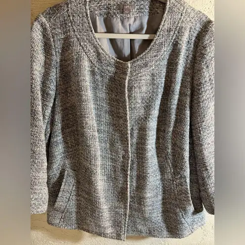 Women's J Jill Gray Tweed Jacket perfect for spring and summer cotton/poly Size L