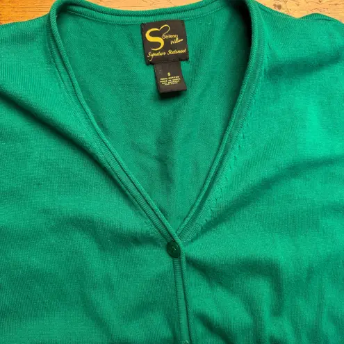 Serena Williams Signature Emerald Green Knit Button Cardigan Pockets Size S