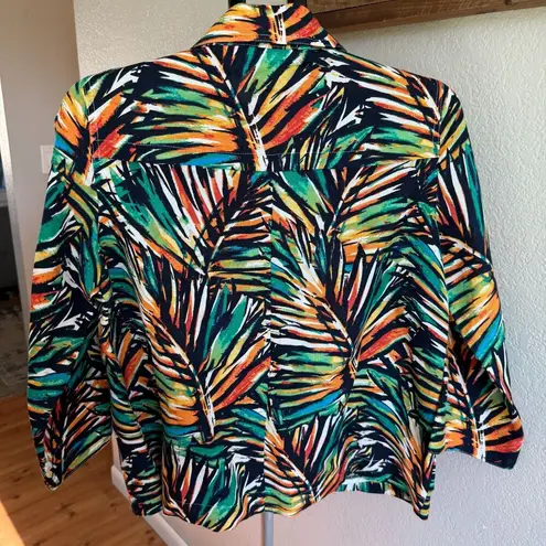 Christopher & Banks NWOT CJ Banks Tropical Linen Blend Palm Hawaiian Jacket M