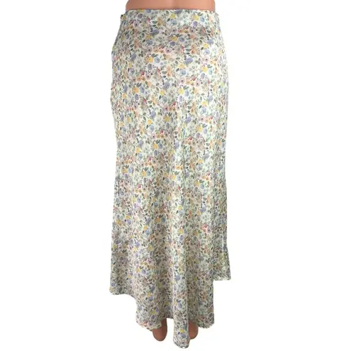 ZARA  Multicolor Floral Print Side Zipper Midi A-Line Casual Flowy Skirt Size S