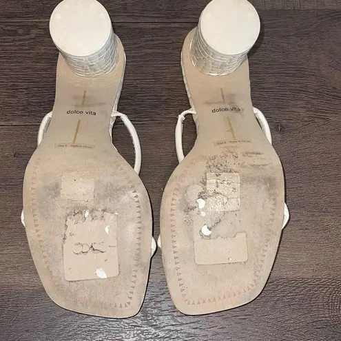 Dolce Vita Noles Croc Double Strap High Heels Block Heel Slip On Ivory Size 9