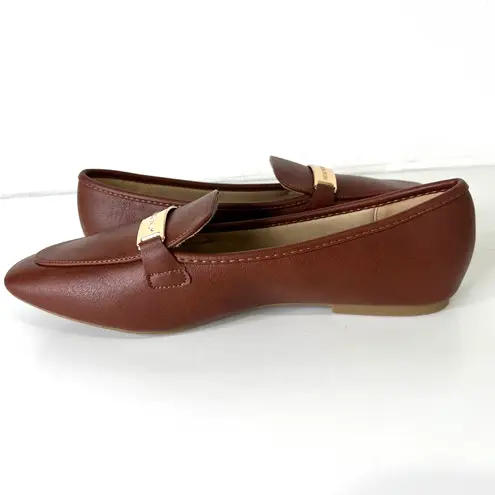 New York & Company Harleigh Square Toe Loafers Classic Minimalist Casual 8.5 Brown