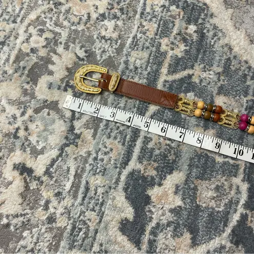 EXPRESS  Beaded Vintage Leather Belt - Brown and Pink