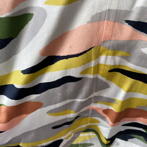 Equipment Camo Print Tie Sleeve 100% Silk Blouse Size L