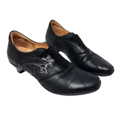 Think Square Toe Block Heels Leather Pumps Comfort Shoes Slip On Black Size 37