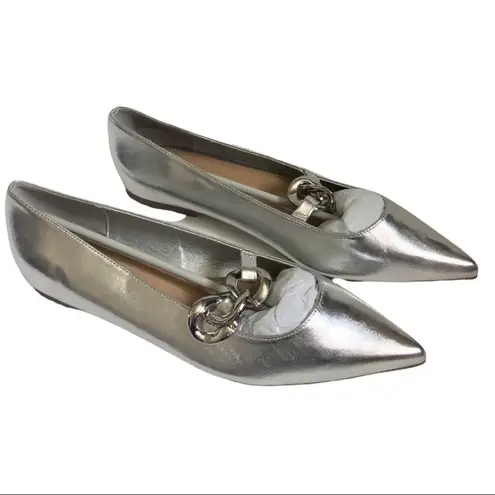 JustFab  Alexa Pointed Toe Flat Size 8 Silver. Reg $59.95