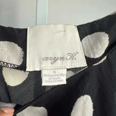 Aryn K . Black White Polka Dot Twist Front Dress Size S