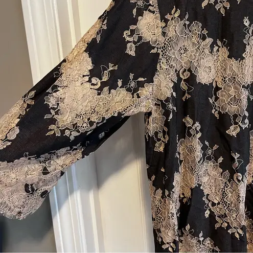 Linea Black and Tan Lace Blouse Size 18
