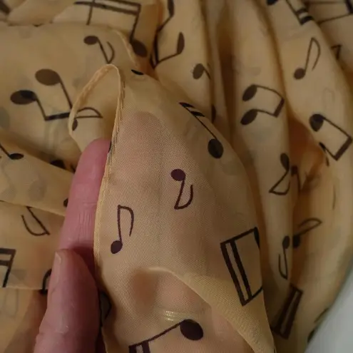 Musical Notes Scarf Tan Cream Black Music Teacher Gift Quirky Novelty Print Art