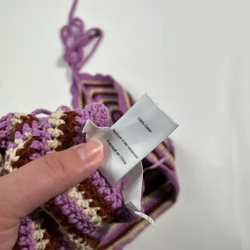 ASTR The Label Crochet Knit Corset Back Halter Tie Cropped Tank Top Medium M