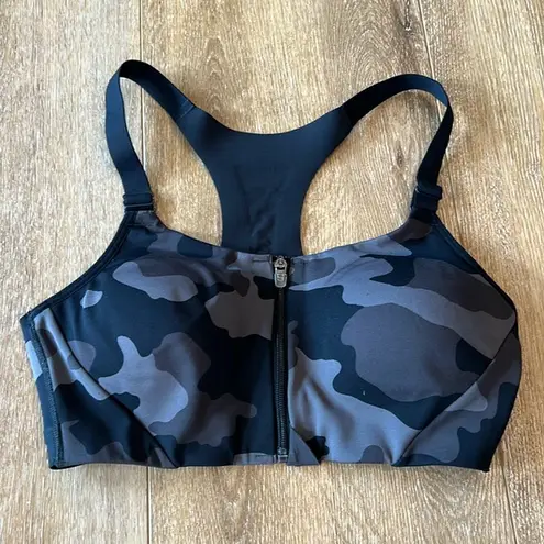 All In Motion  Black Camo Zip Front High Impact Sports Bra | 34B