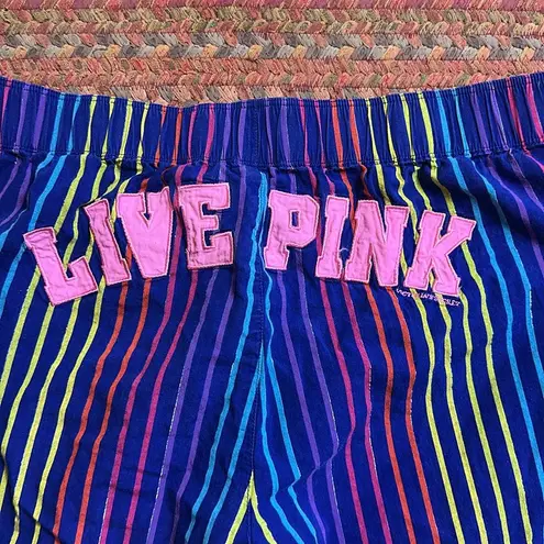 PINK - Victoria's Secret Y2K VINTAGE NAVY RAINBOW STRIPE LOVE PINK PAJAMA LOUNGE PANTS Victorias SECRET
