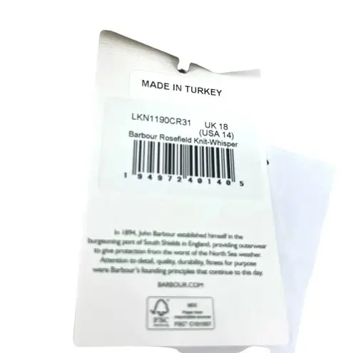 Barbour Rosefiled Knit Wool Blend Sweater In Whisper White Plaid Size US 14