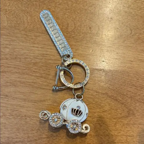 White crystal pumpkin carriage bag charm keychain
