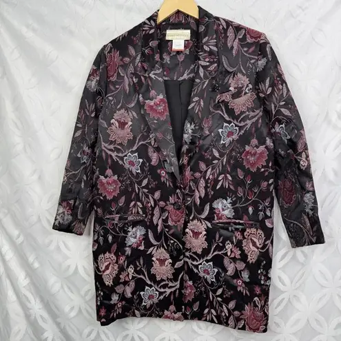 Jessica McClintock Jessica McClintock Black Floral Brocade Blazer Jacket Size 8