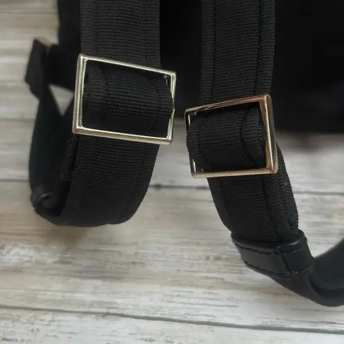 Kate Spade  Carley Nylon Flap Backpack Black Drawstring Preppy Casual Athleisure