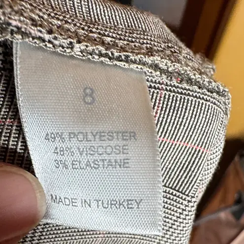 Plaza Pant by City DKNY Black Houndstooth Pants with Peach Accents Size 8