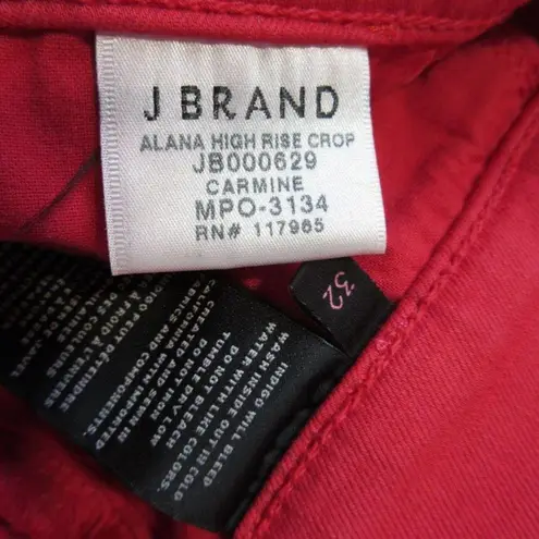 J Brand NWT  Alana High Rise Crop in Carmine Red Photo Ready Stretch Jeans 32