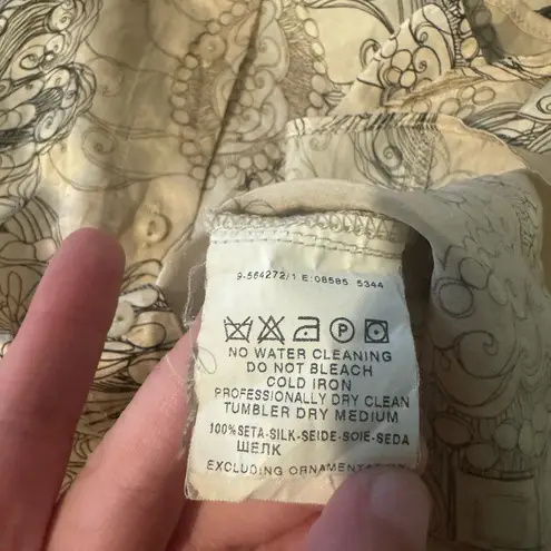 Vintage Trussardi Jeans 100% Silk made in Italy women’s top size small Tan