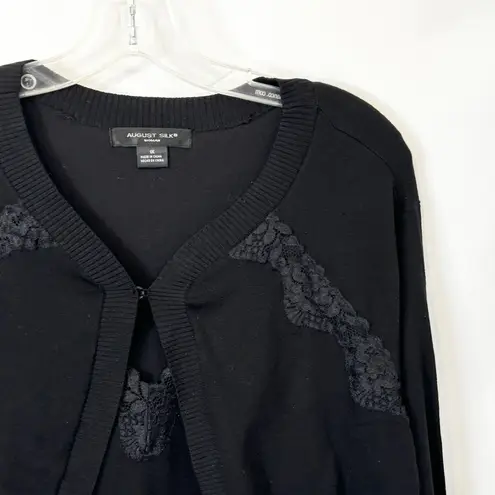 August Silk Plus Size 1X Sweater Black Silk Lace Faux Set Career Office 1368
