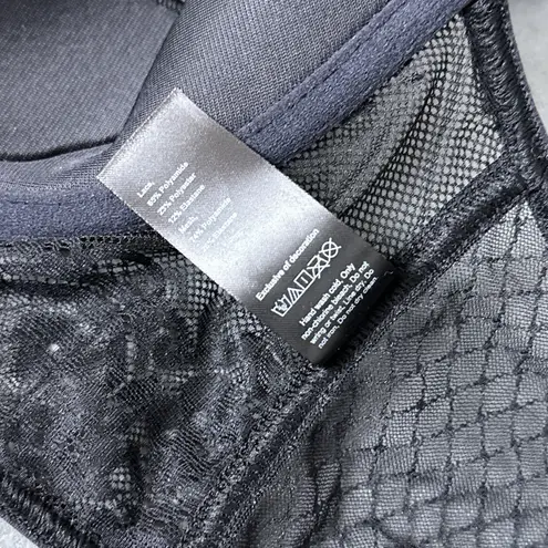 Inner Secrets Front Close Bra Size XL Underwire Diamond Mesh Lace Part Lined Black - Image 8