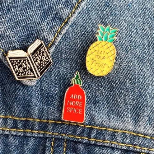 Boutique Add More Spice (Sriracha) Metal Novelty Fashion Lapel Pin, Tack (Back)