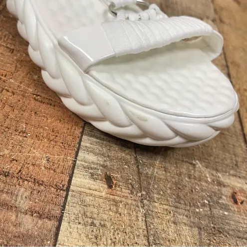 Women's 9.5 Woven Crochet Ankle Boho Island Platform Sandal Vacation Summer White