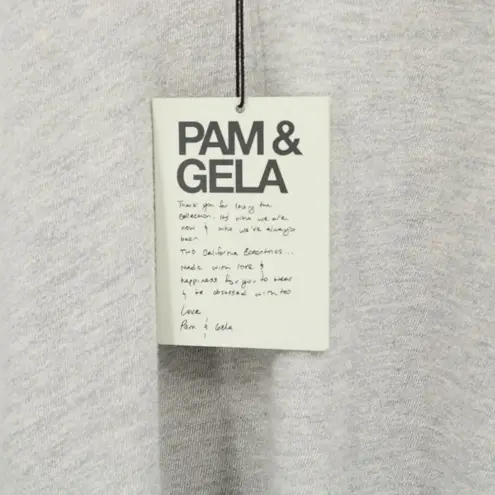 Pam & Gela NWT Rib Cross Neck Sweatshirt Heather Grey Pullover Top S