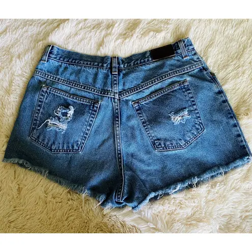 VTG LL Bean Relaxed Fit Distressed Frayed Hem Denim Blue Jeans Shorts Womens 16