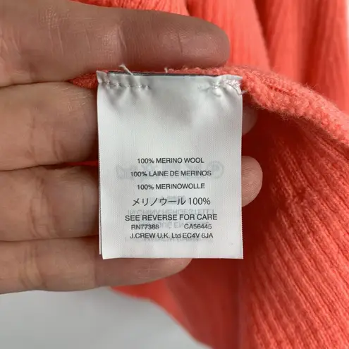 J. Crew Size L Sweater Tank Top Merino Wool Tiered Neon Coral Tie Strap Crop Pink