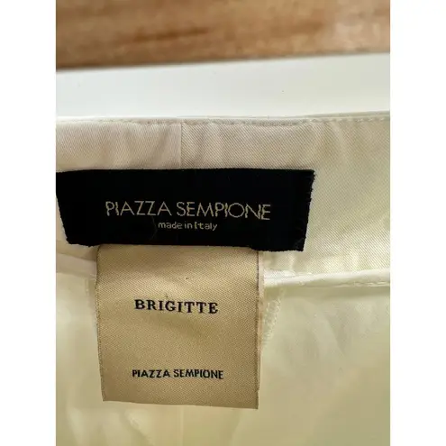 Piazza Sempione  Pants Women SIZE 4 White Brigitte Back Cuff Slit High Rise