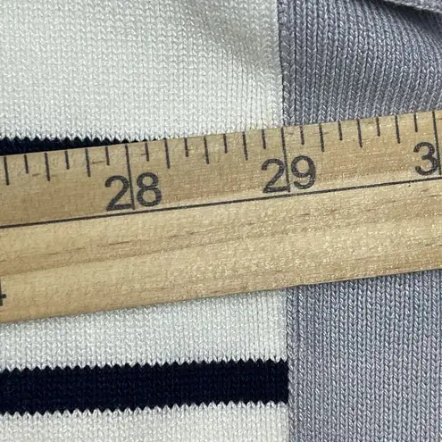 Entro  Womens Poncho Top Large Striped Round Neck Knit Sweater Heavy Coastal thumbnail 8