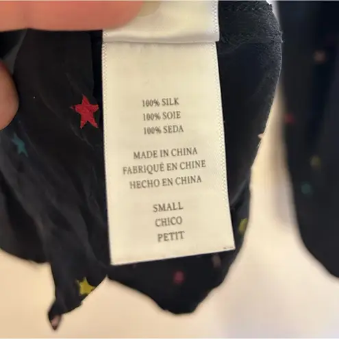 Rails Kate Star Print Silk Blouse In Rainbow Stars Size Small