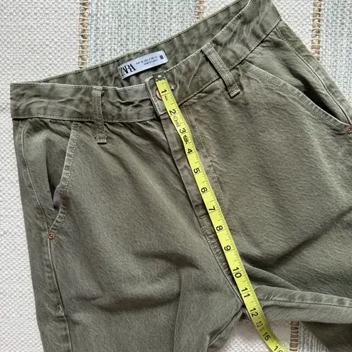 ZARA  Green High Rise Slouchy Relaxed Cargo Jeans Women’s Size 2 Bloggers Fave