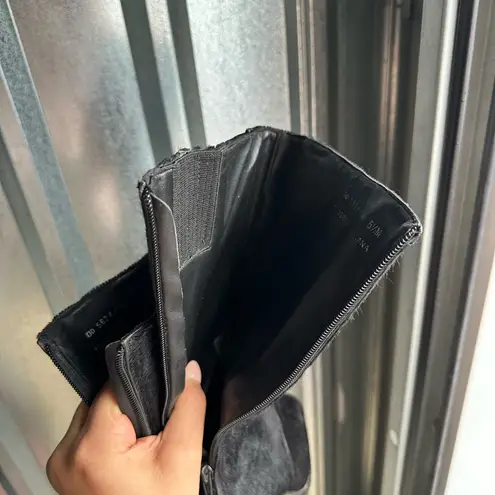 Vintage 90s\y2k Pony Hair Leather Square Toe Boots Size 5.5 Women’s Black