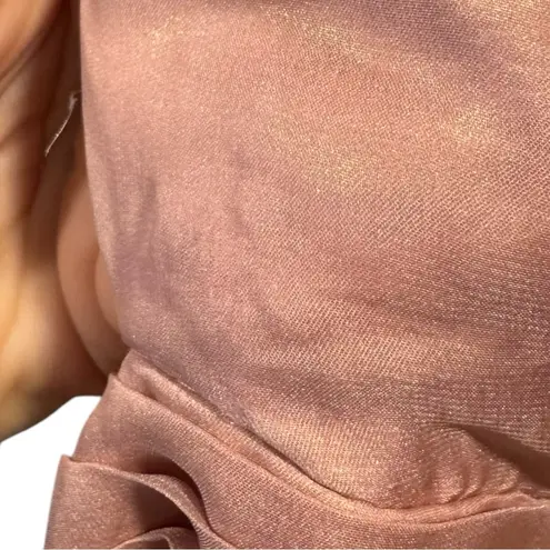 Mac Duggal Ieena High Low Ruffle Cutout Gown Rose Gold Iridescent 4