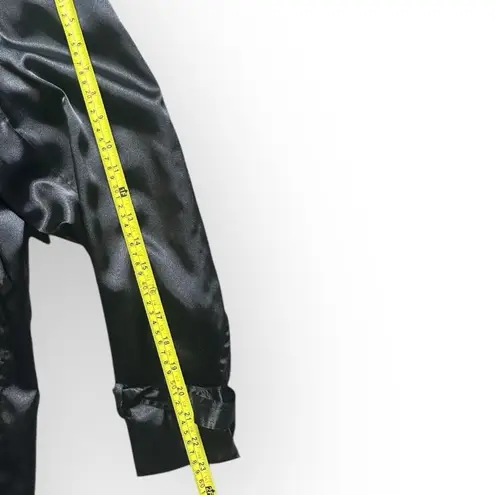 90s/Y2K John Paul Richard Satin Mid Length Jacket Women's 16 Double Breasted Black