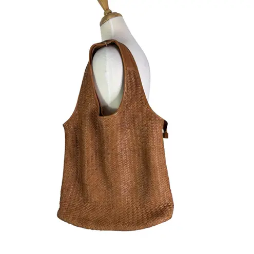 Platania Woven Italian Leather Extra Large Slouchy Hobo Shoulder Bag Brown