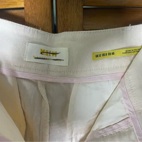 Maeve Meave By Anthropologie Long Lined Linen Blend Ivory Shorts Size 8