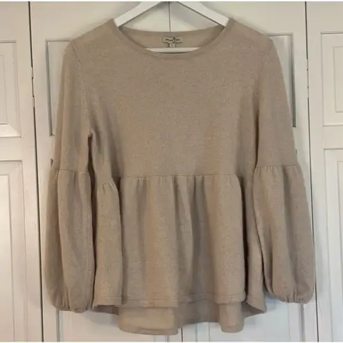 Cortland Park 100% cashmere taupe bell sleeve sweater large Tan