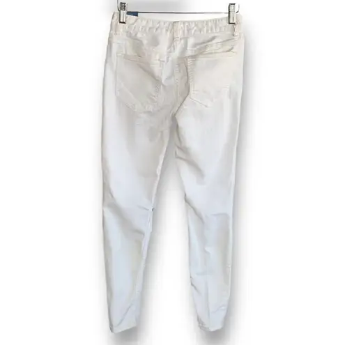 Free People  Jeans Skinny Distressed White Denim Midrise Cropped