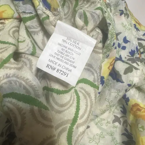 Johnny Was Yellowfield 8 Silk Blend Skirt Yellow Floral Sheer Pin-up L Romantic