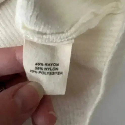 Marled Women Large Sweater White Rayon Blend Fisherman Neutral Capsule Classic