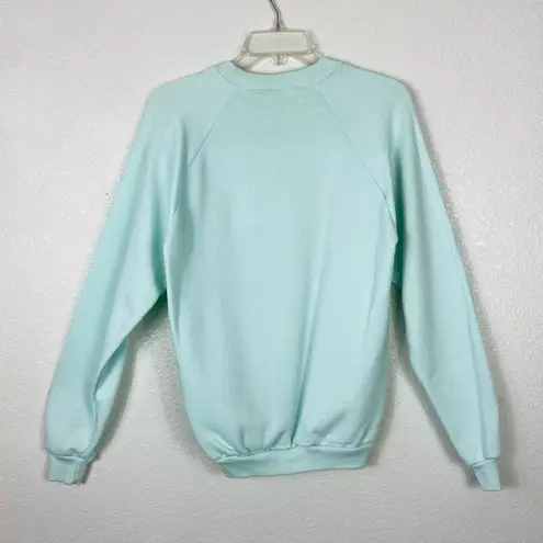 Vintage 80’s Mint Turquoise Hummingbird Sweatshirt Blue Size L