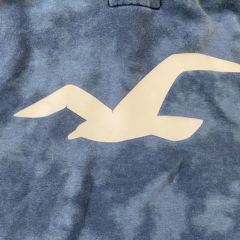 Y2K Hollister Blue Tie Dye Logo Hoodie Sweatshirt Women's Small Pullover Comfy